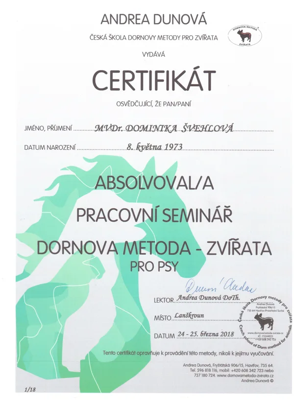 Dornova metoda pracovní seminář psi